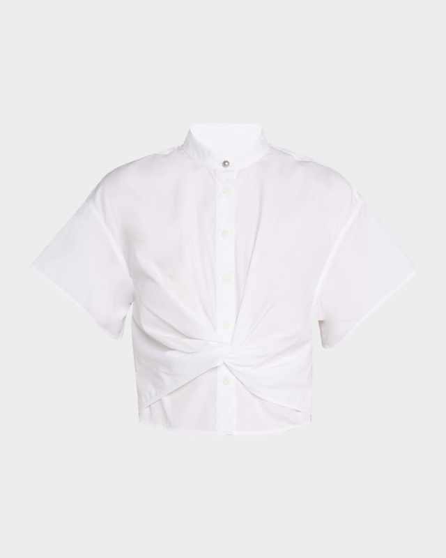 Gretchen Poplin Twist-Front Shirt